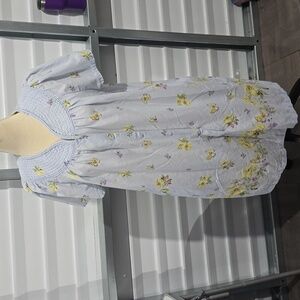 Simply Basic Snap FrontButterfly Floral Print‎ Light Blue  Nightgown Size XL